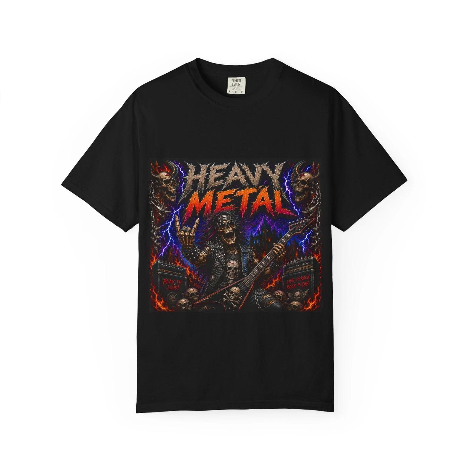 Heavy Metal Skeleton Guitarist T-shirt | Rock Skull Band Tee XS