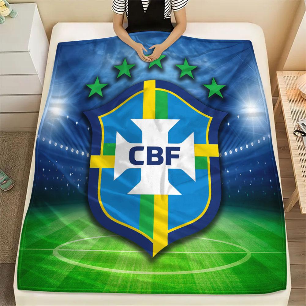 Brazil National Team CBF Printed Flannel Blanket, soft throw for bedroom sofa, washable,soccer fan merchandise, great gift.