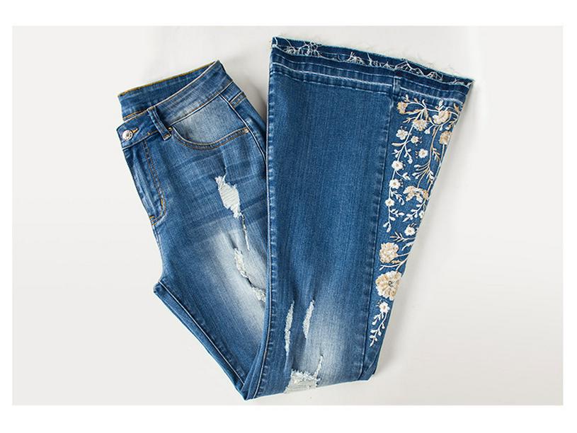 Women's 3D Embroidery Flare Jeans