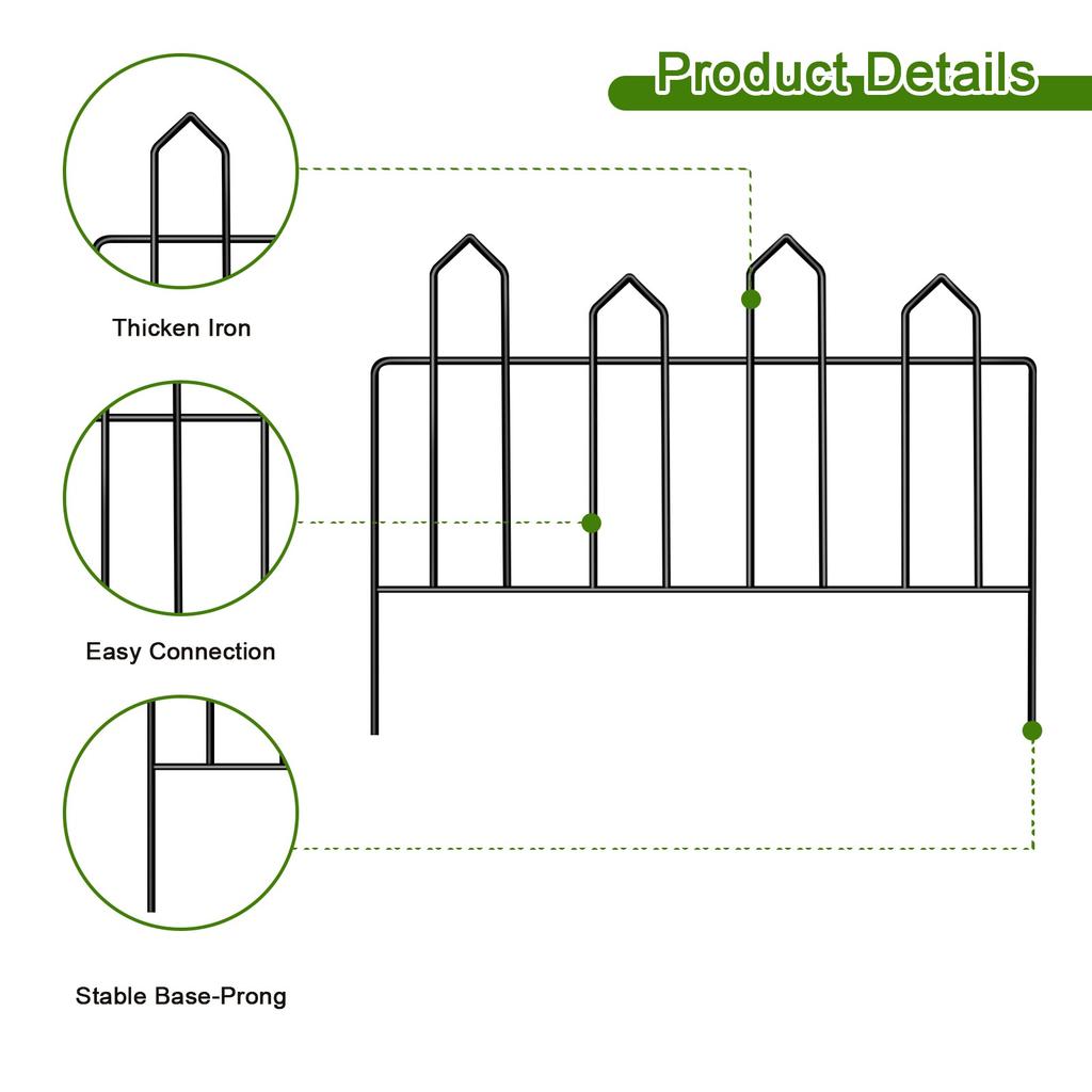 Garden Decorative Fence Metal Wire Fencing Border Outdoor 13in(H)*10ft(L) Small Fencing for Flower Bed Lawn Shrub Vegetable