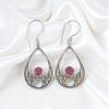 Pink Rubellite Gemstone 925 Sterling Silver Handmade Jewelry Hook Earrings 1.91" EE-90-9
