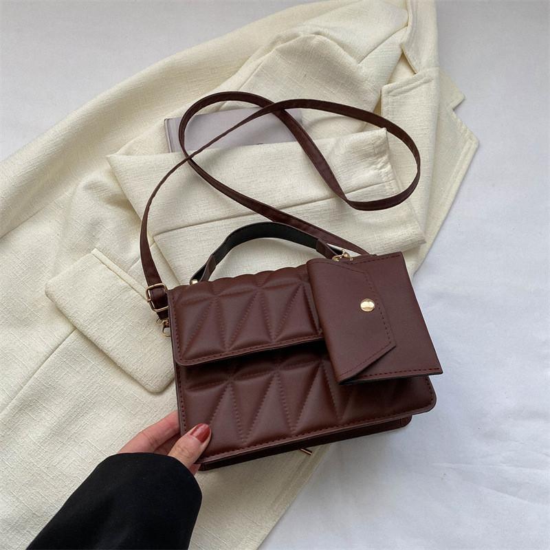 Fashionable Pu Small Square Bag For Women 2023 Summer Casual Trendy Handbag коричневый