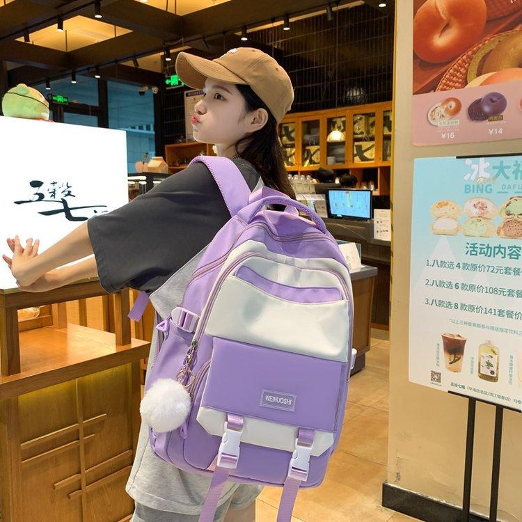 School Bag Female Korean Version Harajuku Ulzzang High School Student Backpack Large Capacity Junior High School Mori Versatile Ins Backpack