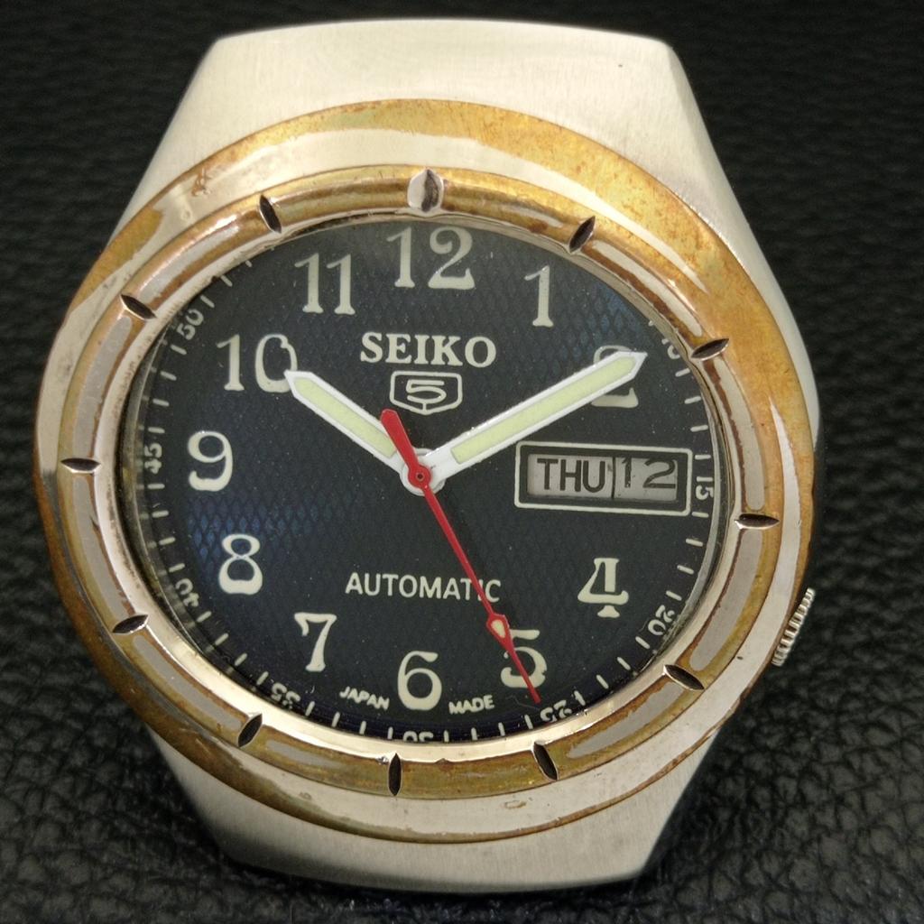 GENUINE VINTAGE SEIKO 5 AUTOMATIC JAPAN 7019A MENS BLUE DIAL WATCH a702399-5 R124-a702399