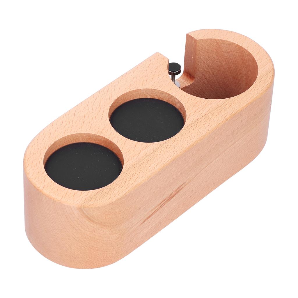 3Hole Coffee Portafilter Holder Wooden Tamper Stand Coffee Tamping Station with NonSlip Mat