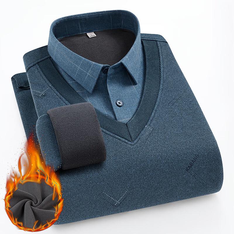 Ankelai Men s Faux Two-Piece Thermal Shirt L