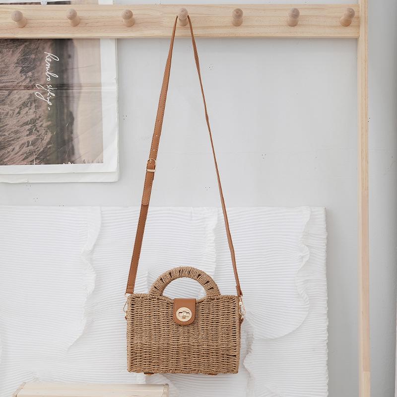 

Straw Crossbody Shoulder Bag For Women Spring Summer Woven Handbag Purse Top-Handle Bags Casual Beach Vacation Ladies Tote