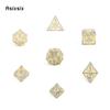 7 Pcs Yellow Silver Double Swords Metal Dice Solid Polyhedral Dice Set Suitable For Role-Playing Dice PropBoard Game