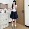Women's College Style Pleated A-Line High-Waist Skirt