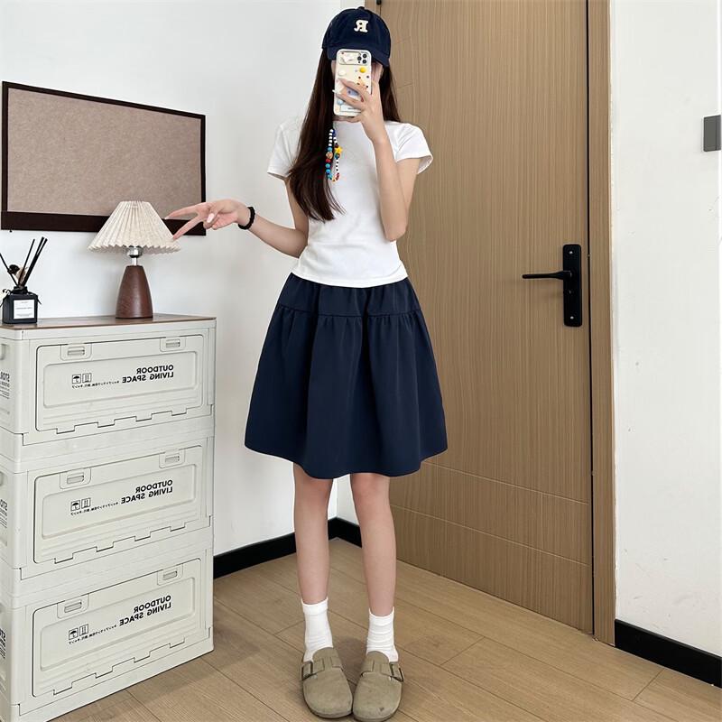 Women's College Style Pleated A-Line High-Waist Skirt