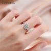 Silver 925 Platinum Plated 1-3 Carat Mozanstone 4 Claw Square Bag Birthday Ring Classic High Wedding Party Jewelry Woman Gift