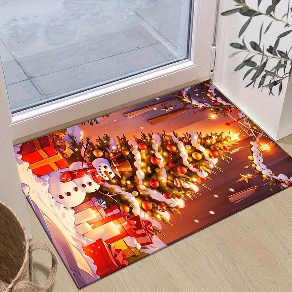 

1pc Beautiful Christmas Tree and Snowman Area Rug, Slip-Resistant, Easy-Clean, Stain-Resistant, Perfect for Cozy Living Rooms, Bedrooms, Kit 60cm by 90cm