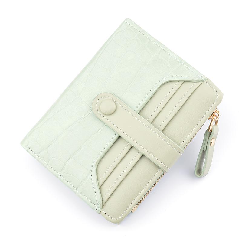 Women's Crocodile Pattern Short Leather Wallet with Zipper Clasp and Card Holder
