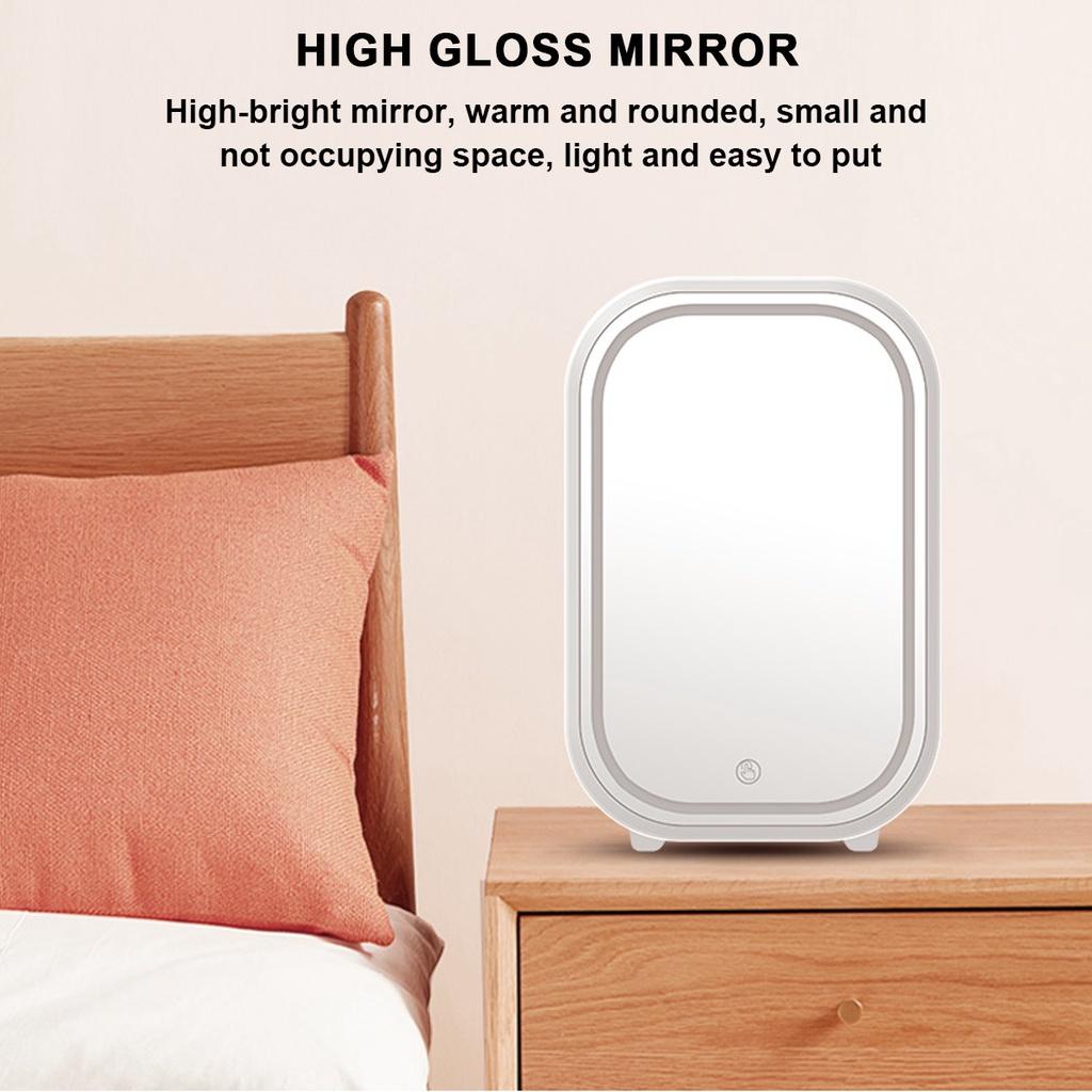 New 8L DeskTop Face Beauty Cosmetics Fridge Skin Care Goods Mirror Fridge Portable Car Refrigerator Freezer Cooler Warming Box For Home Use