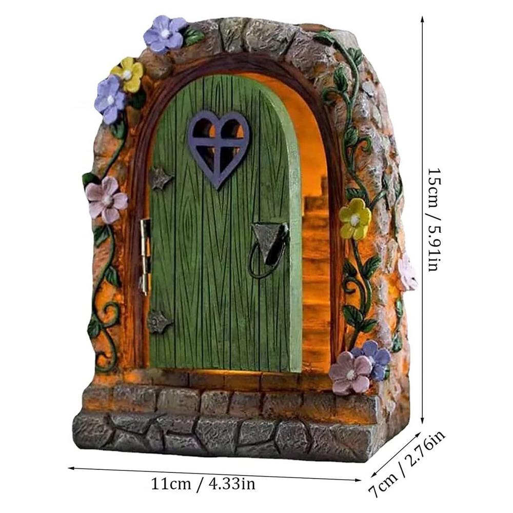 

Садовые миниатюры со ступенями и дверями, освещенные солнечные волшебные двери, аксессуары для стен, деревьев, дома и улицы