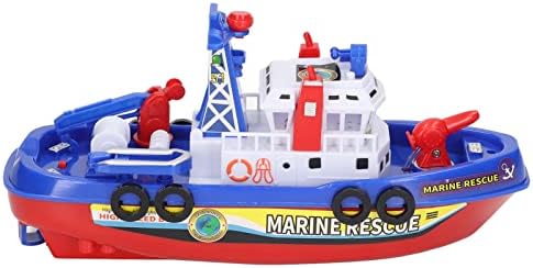 Fauitay Music Light Boat Toy, Automatic Water Spray Electric Bath Toy with Simulated Siren Sound, Rounded Edges Safe Non-Toxic Kids Bath Time Toy