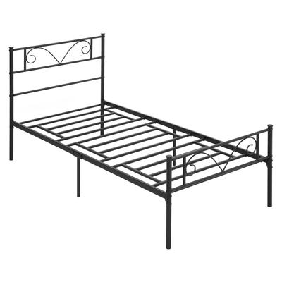 Single Metal Bed Frame 31 Cm for Mattress 90x190 Cm with Butterfly-Shaped Headboard 95x196x100 Cm Black