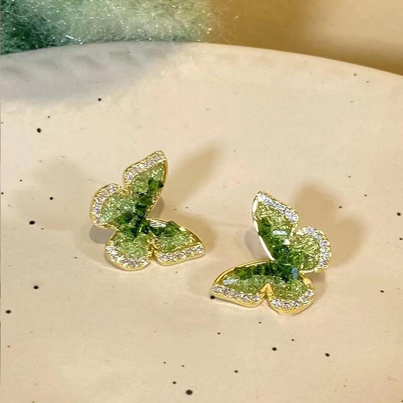 

Элегантные серьги-пусеты в виде лесно-зеленых бабочек — уникальный дизайн, высококачественные и изысканные серьги-пусеты для женщин