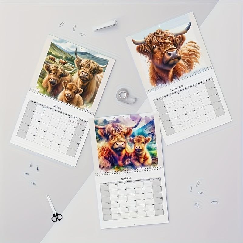 2026 Highland Cow Calendar - Scottish Cow Daily Planner,Annual Schedule and Monthly Notebook,Suitable for Home Office Decoration