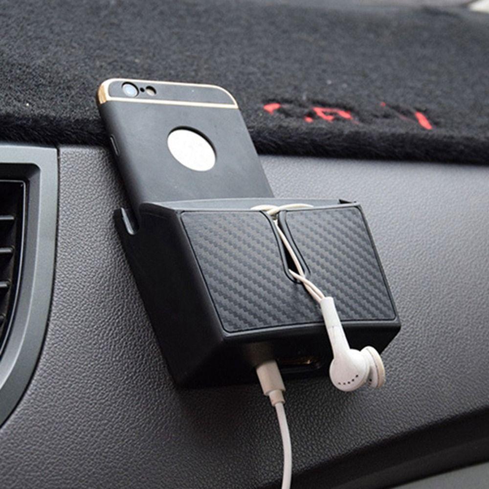 New PVC Car Storage Bag Adhesive Type Multifunctional Mobile Phone Organizer Box Removable DIY Dashboard Tidy Hanging Bag Car