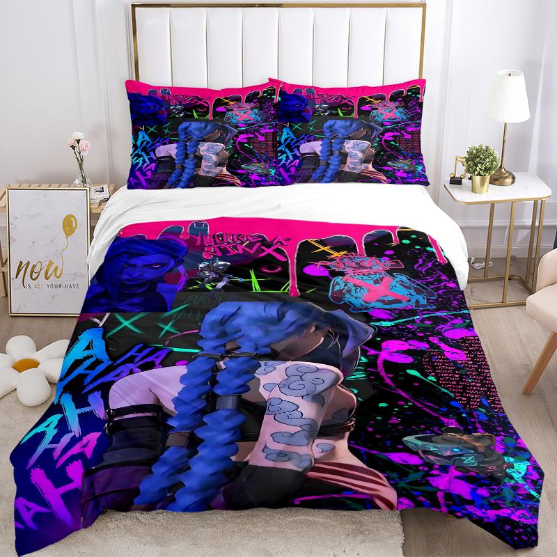 3Pcs Neon Cyberpunk Dreamscape Bedding Sets For All Sizes New 3D Printed Bed Cover Comforter Duvet Cover Pillowcase Bedroom Decoration
