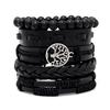 1 Mode-Armband Wikinger-Armband Für Männer Handgelenk-Armbänder Geflochtenes Totenkopf-Hand-Schmuckstück Verstellbares Leder-Set-Armband Für Leder