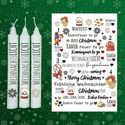Yousheng Candle Tattoo Film Sticker Rich Color Exquisite Pattern Classic Christmas Themed Candle Tattoo Decal Party Supplies