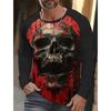 Men's Long-sleeved T-shirt 3D Printed High-definition Skull Stitching Printing Men's Autumn Tops Casual Round Neck Home Clothes