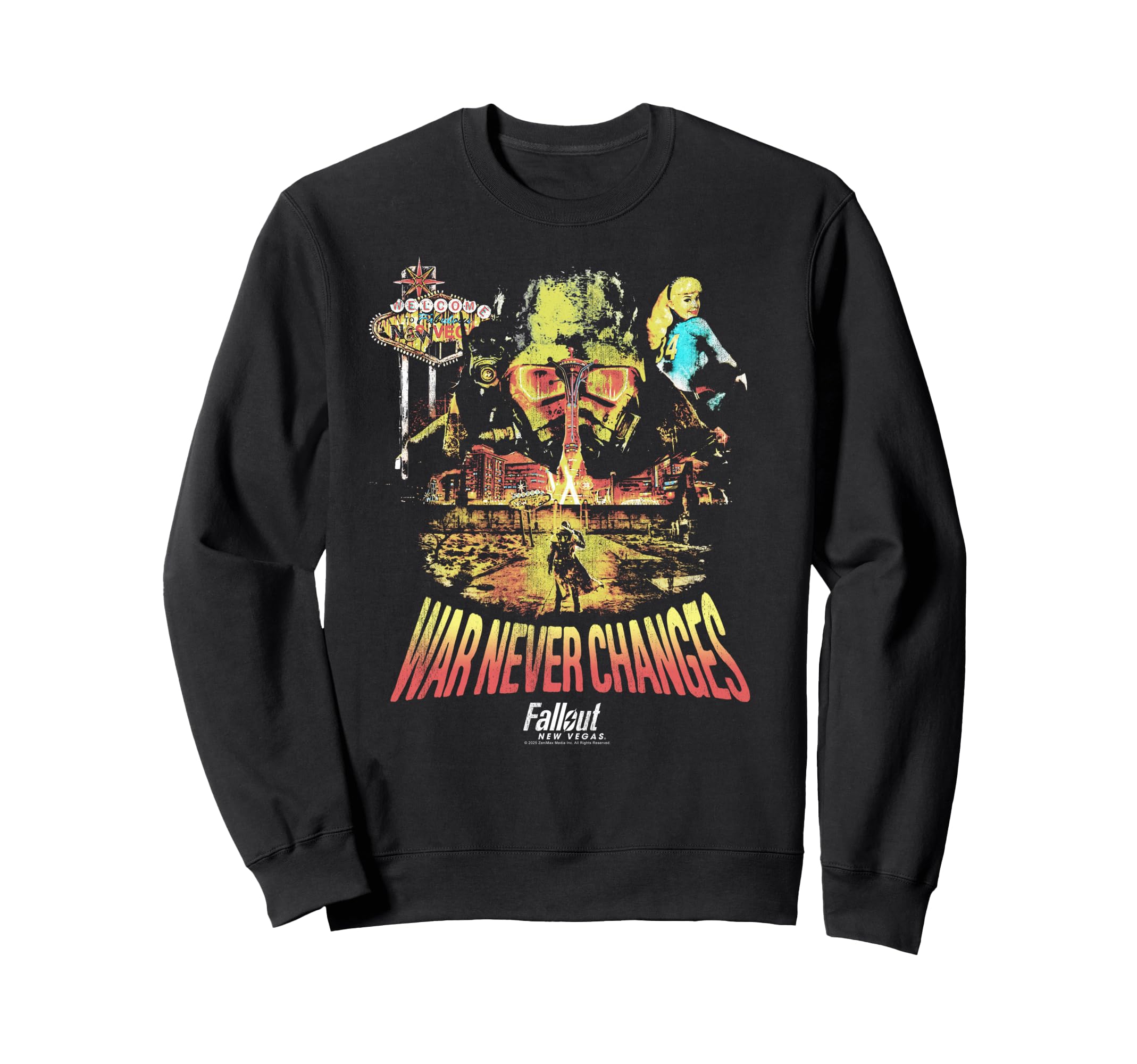 

Fallout Video Game New Vegas War Never Changes Collage Sweatshirt
