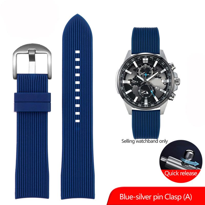 

20 мм 22 мм каучуковый ремешок-браслет с изогнутыми концами для Casio EFR-303 Mido Omega Longines Tissot Seiko Heuer, зеленый оранжевый ремешок 20mm