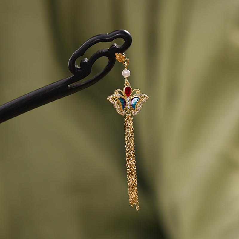 "Auspicious Lotus Cloud Sandalwood Hairpin: Ancient Chinese Style Hanfu Headdress for Women"