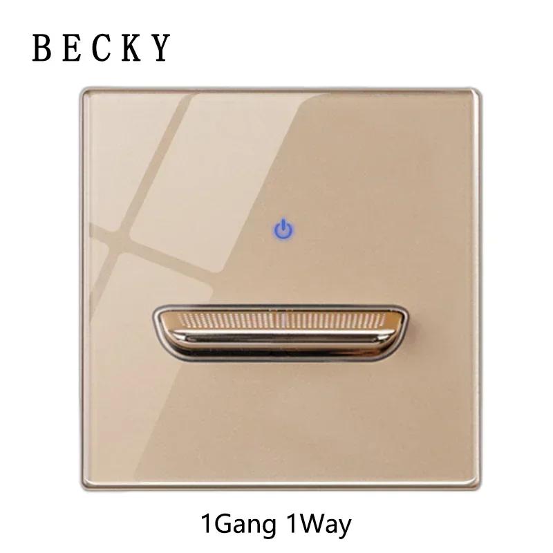 

Золота панель настінного вимикача зі скла з підсвічуванням LED, європейська розетка 16А, ретро-тумблер, стандарт ЄС/Великобританії, 2 USB-розетки, 1-4 пости