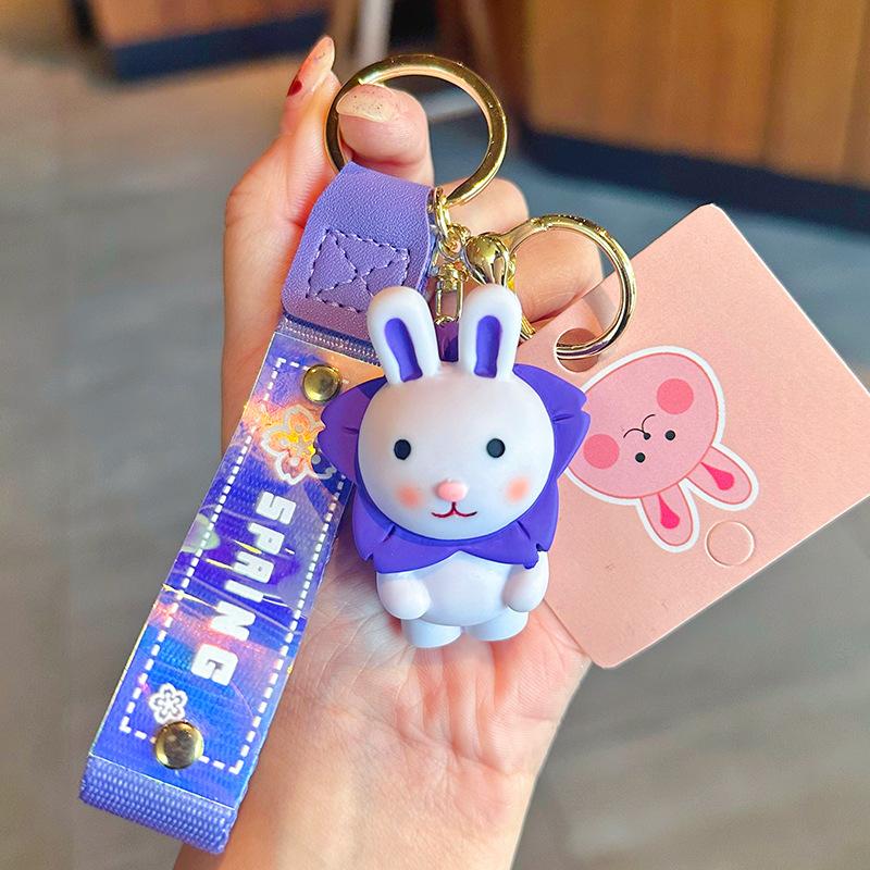 Cute Sunflower Bunny Keychain Creative Milk Tea Cup Variety Small Pendant Cartoon Keyring Processing