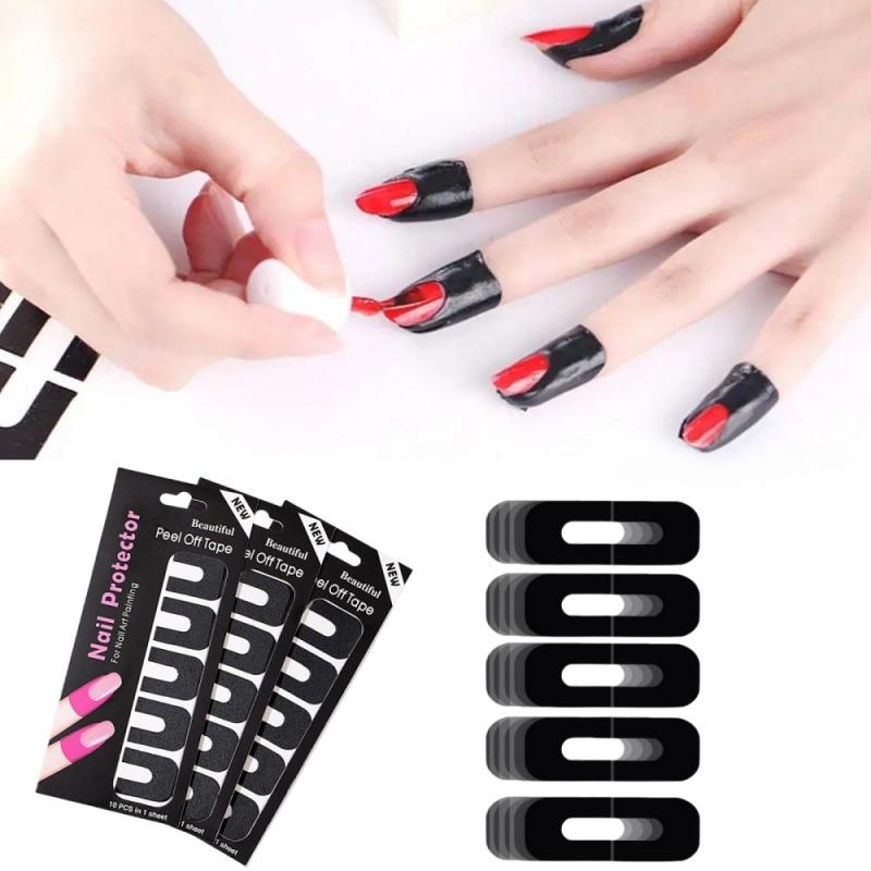 2050Pcs Nail Art Anti-Spill Stickers Beginner U-Shape Finger Edge Nail Polish Anti-Overflow Patch Tearable Nail Gel Silicone