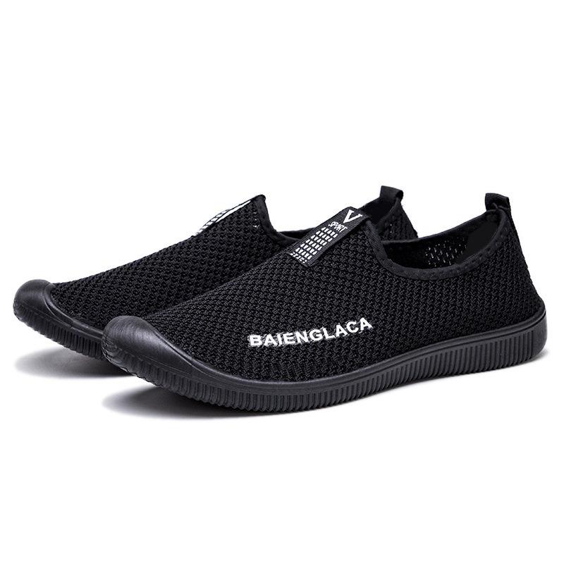 New large mesh men's shoes fly-woven breathable one-pedal men's casual sports shoes fashion lazy shoes