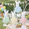 Funny Multi-Color Hanging Rabbit Pendant Handmade Yarn Skirt Easter Bunny Cute Flower Dress Bunny Party Gifts