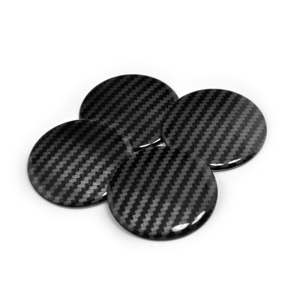 4pc Carbon Fiber Stripe Car Emblem Hub Wheel Center Cap Cover 50mm Stickers