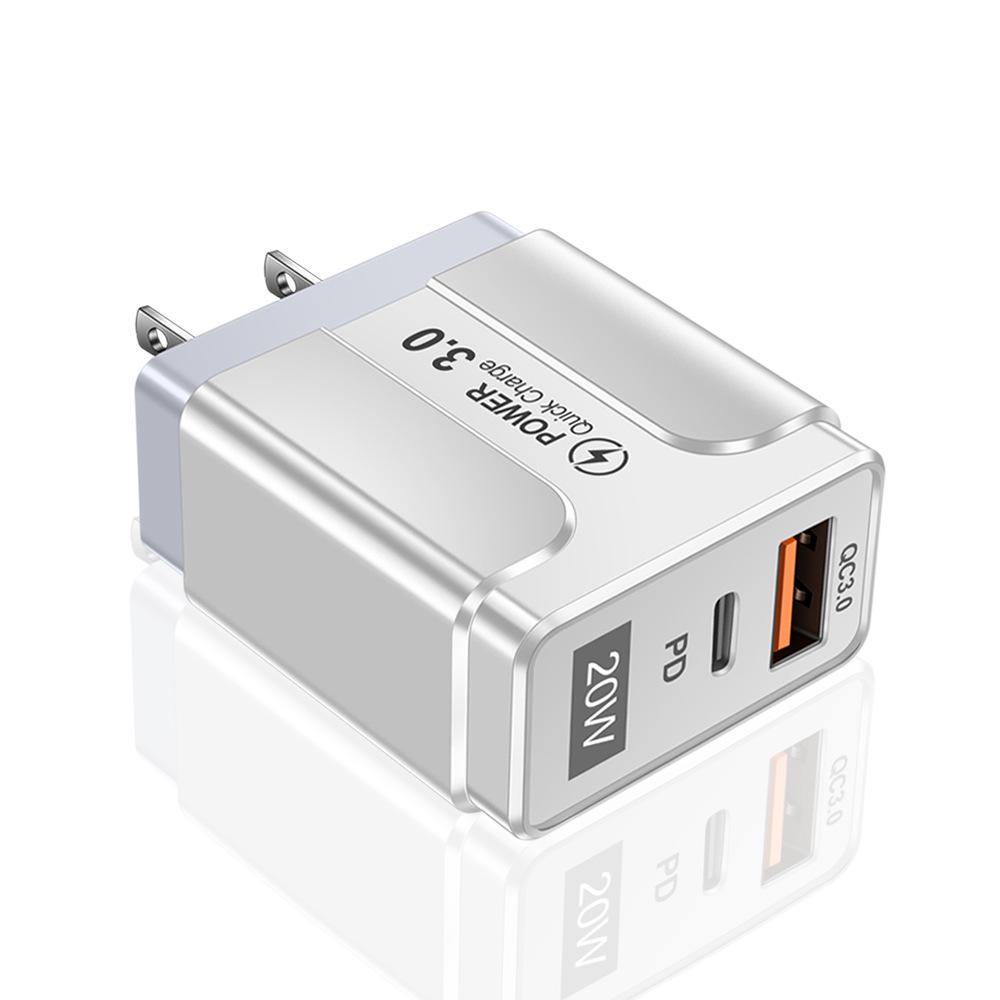 QC3.0+PD 20W Fast Charger: EU/US/UK Plug, High Power Quick Charge