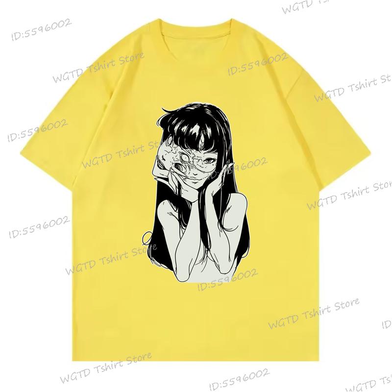New Anime Tomie Print Top Tees Men Women Vintage Print Streetwear Hip Hop Tshirt Fashion Comic Tomie Y2K Graphics T-shirt Unisex