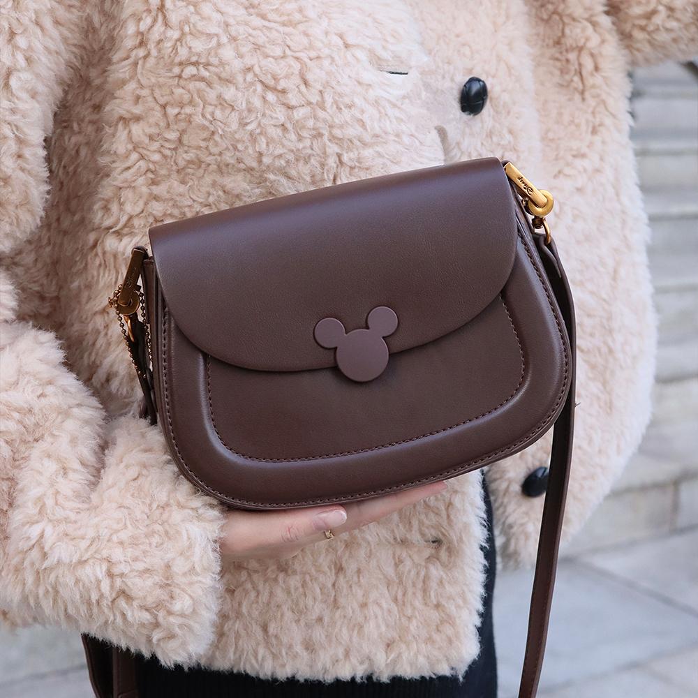 New Disney Mickey Series PU Crossbody Bag, Commuter Bag Medium Size Women's Brown BMK-71082K