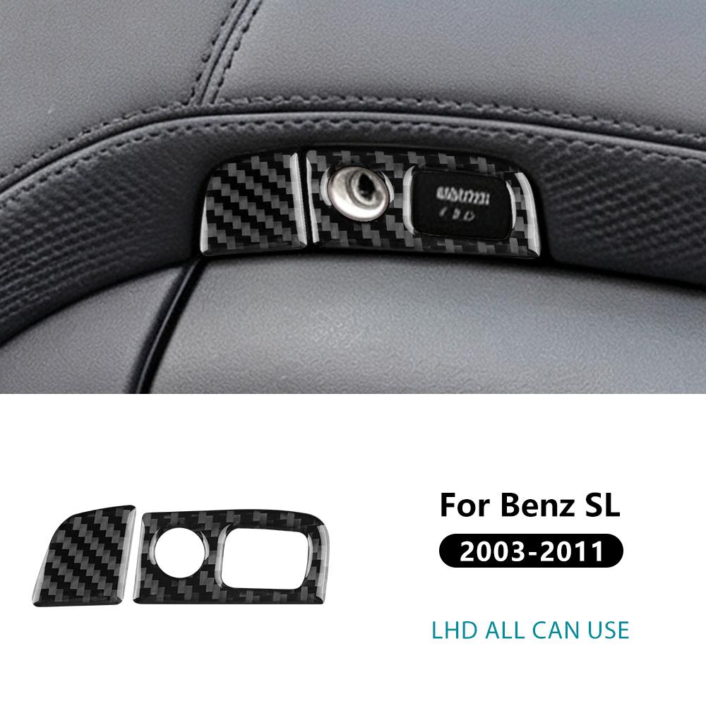 Real Soft Carbon Fiber Sticker Car Copilot Toolbox Switch For Mercedes Benz SL Class R230 2003-2006 2007 2008 2009 2010 2011