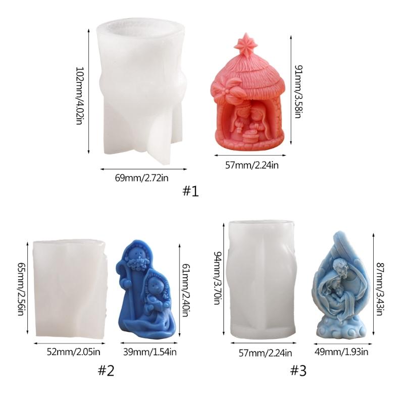 Silicone Candle Mold, Religion Nativity Figure Epoxy Gypsum Mould for DIY Handcrafts Resin Plaster Home Decorations