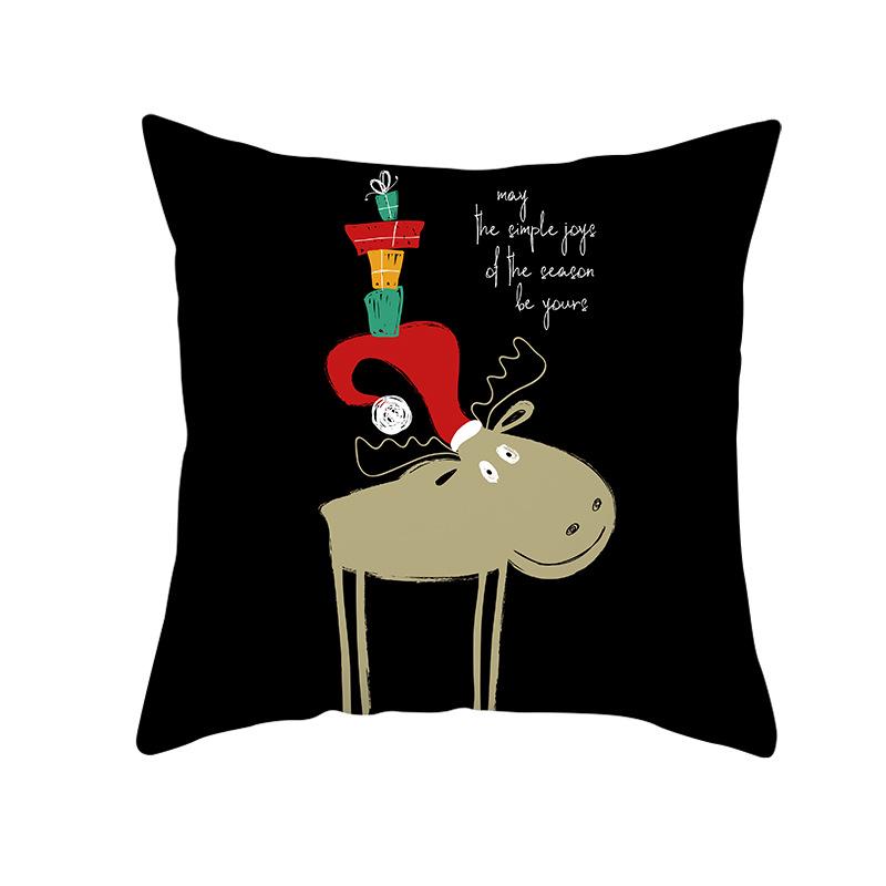 Peach Skin Christmas Print Pillow Case Cartoon Animal Home Sofa Cushion Cover Bedside Bedroom Pillow