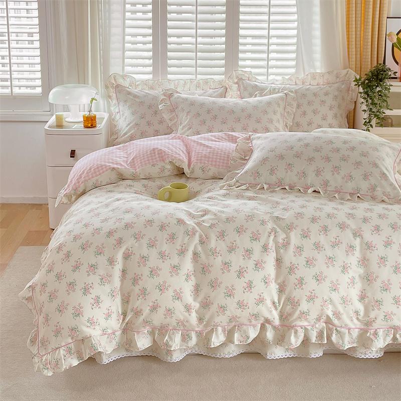 1pc Ruffles Duvet Cover Pure Cotton Comforter Cover Floral Style Bed Covers housse de couette Girls Quilt Cover (No Pillowcase)