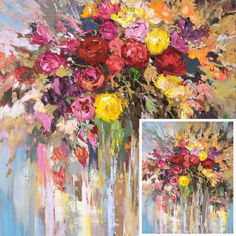 Toile de peinture avec fleurs colorées abstraites HD, affiches et imprimés de fleurs abstraites nordiques, tableau d'art mural pour décoration de chambre et de maison