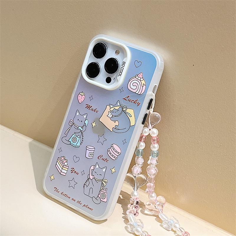 Frosted Laser Mobile Phone Case with Bracelet for iPhone 16 Pro, Apple 16, and Huawei Mate 60 Pro