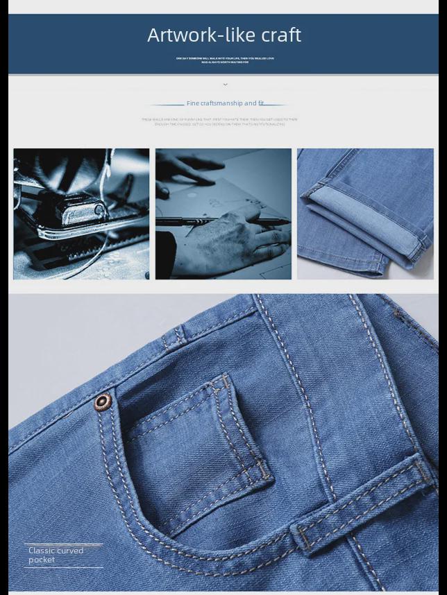 Men's Summer 2023 Stretch Jeans: Straight, Mid-Waist, Loose Fit, Large Size Denim Trousers