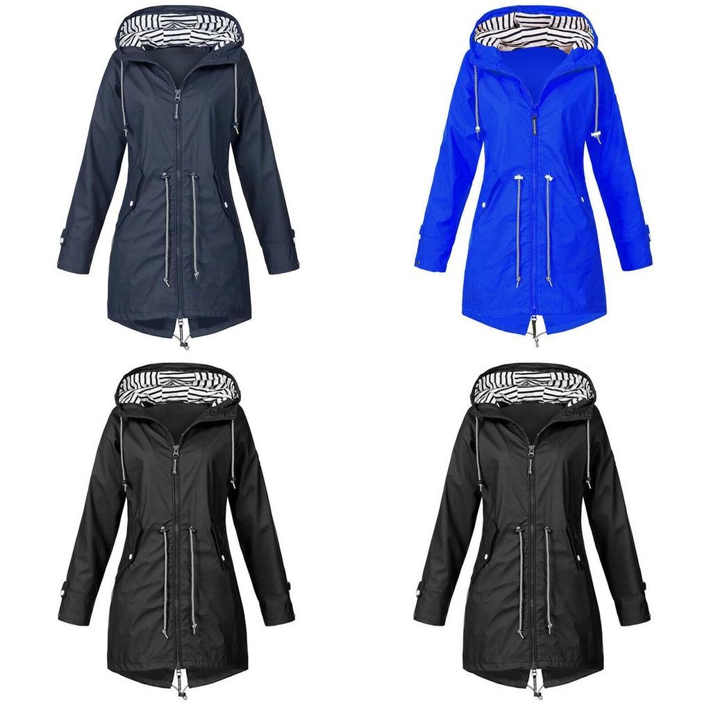 Women Waterproof Wind Jacket Coat Raincoat With Stylish Zipper Hoodies For Outdoor Use
