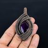 Amethyst Anhänger Edelsteinschmuck, 999 Kupferdraht gewickelter Anhänger, Geschenk für Frauen Handgefertigter Anhänger