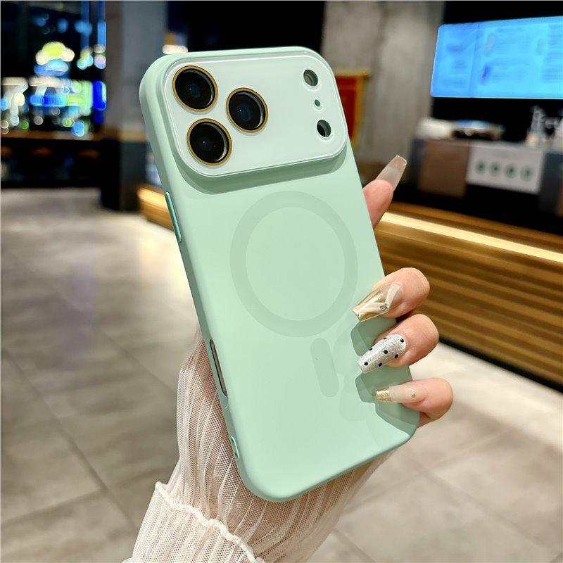 Magnetic Window iPhone 17 Case, Solid Color Liquid Skin Feel, Soft Drop-Proof Cover for Apple 16 Pro Max